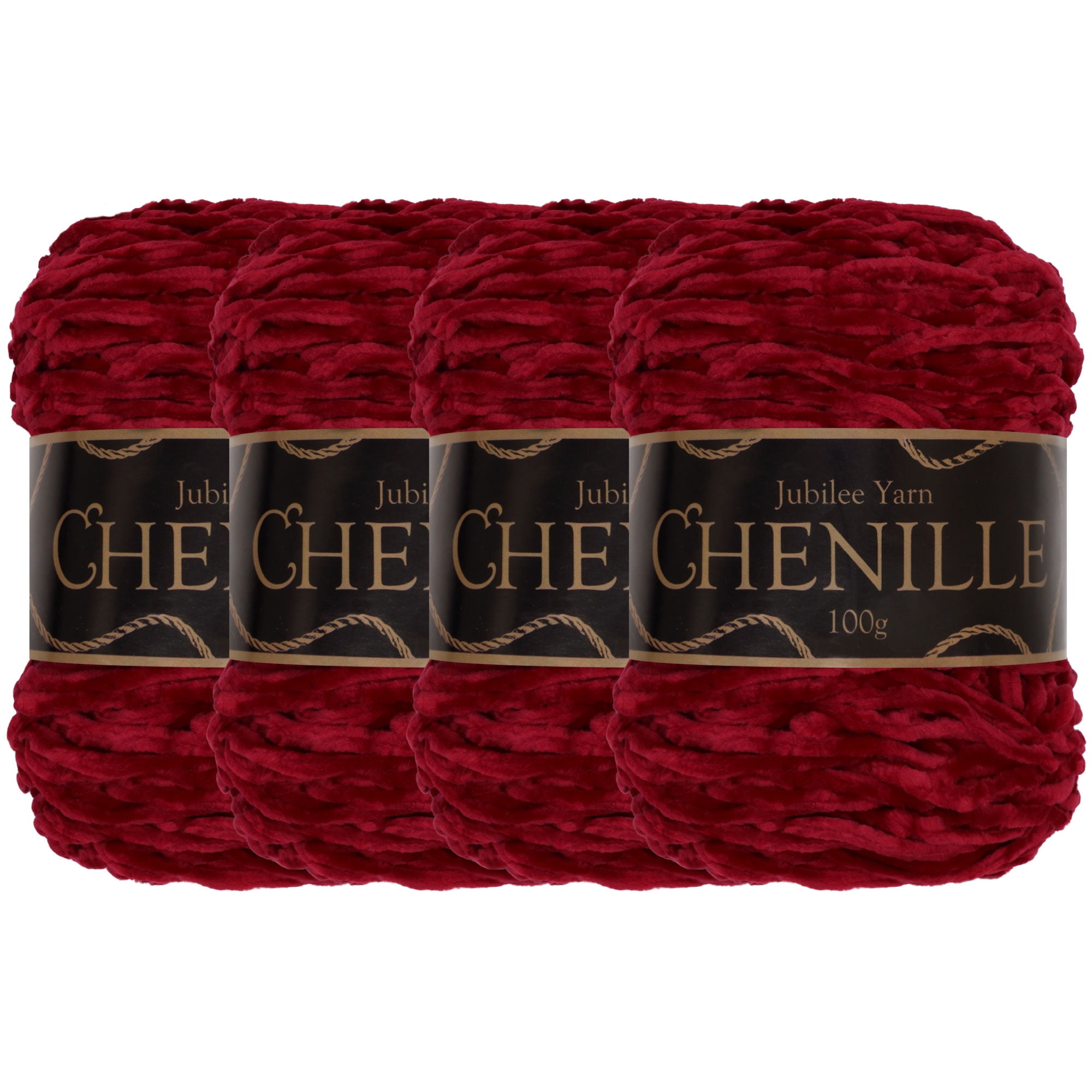 JubileeYarn Chenille Yarn - Worsted Weight - 100g/cake - Blaze - 4 Cakes