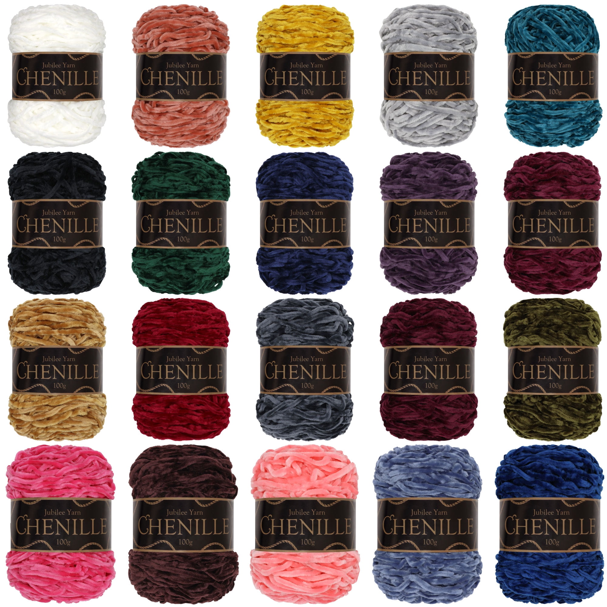 Lot De 4 écheveaux Fil Chenille Peigné - 100 G / 150 M Chacun - 100% Polyester - Pour Tricot Et Crochet - Lavable Machine