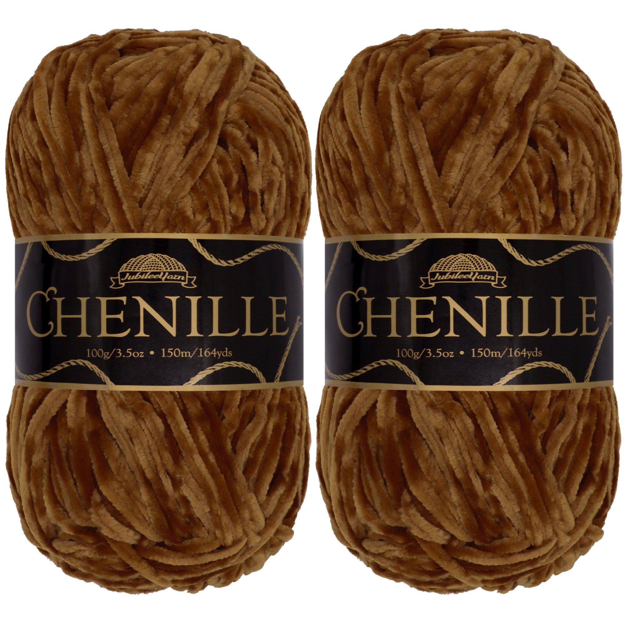 JubileeYarn Chenille Yarn - Worsted Weight Yarn - 100g/skein - Espresso - 2 Skeins
