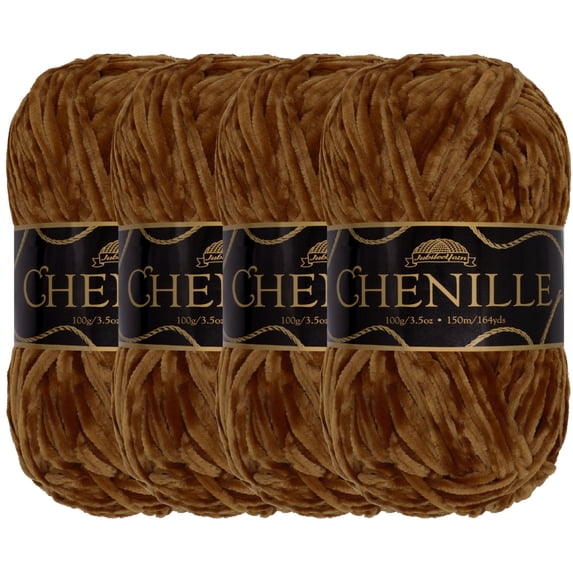 JubileeYarn Chenille Yarn - Worsted Weight Yarn - 100g/skein - Espresso - 4 Skeins