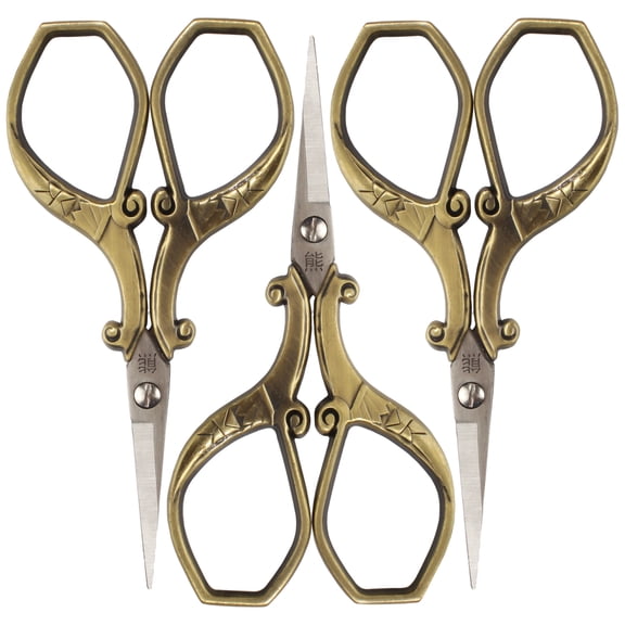 JubileeYarn Chinese Wing & Cloud Embroidery Craft Scissors - Bronze - 3 Pairs
