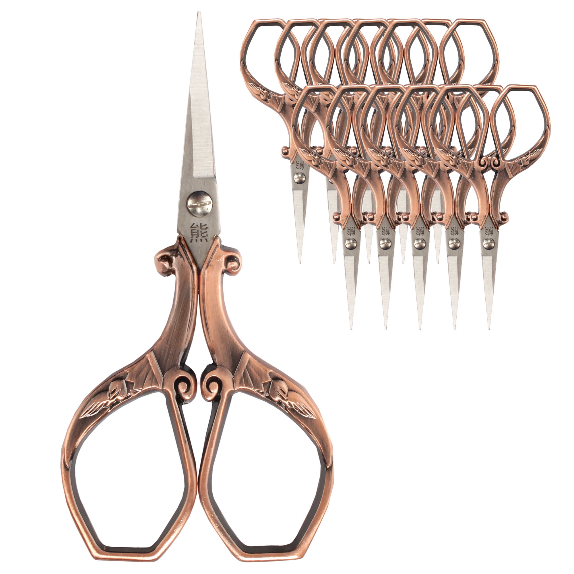 JubileeYarn Chinese Wing & Cloud Embroidery Craft Scissors - Copper - 10 Pairs
