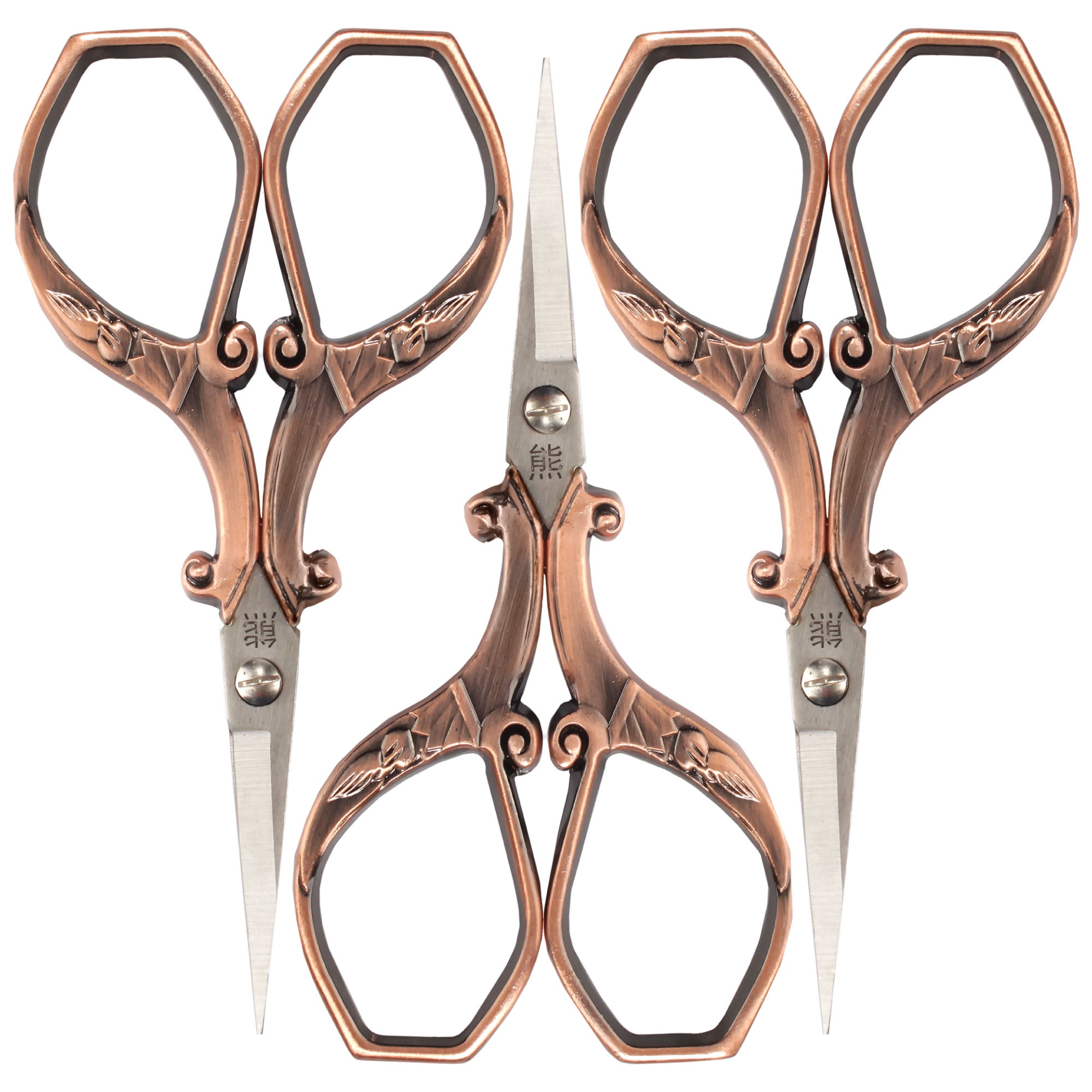 JubileeYarn Chinese Wing & Cloud Embroidery Craft Scissors - Copper - 3 Pairs
