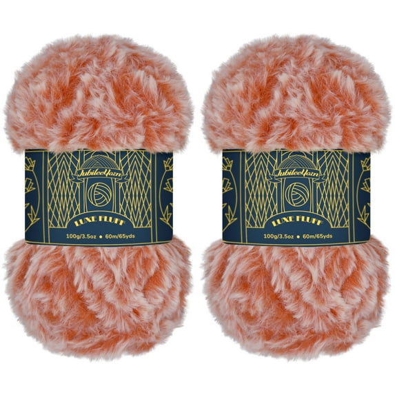 JubileeYarn Luxe Fluff Yarn - 100% Polyester - 100g/Skein - 2 Skeins - Red and White