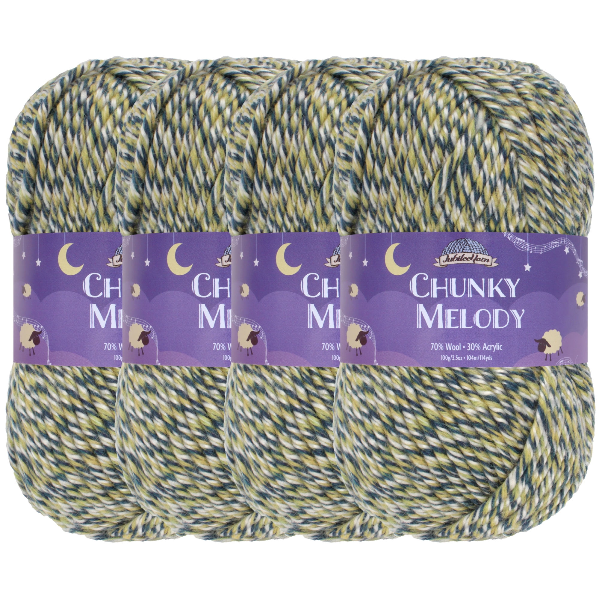 JubileeYarn Chunky Melody Yarn - 100g/Skein Bulky Wool Blend