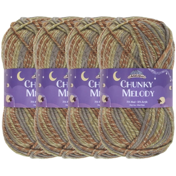 JubileeYarn Chunky Melody Yarn - 100g/Skein Bulky Wool Blend - Lodge Forest - 4 Skeins