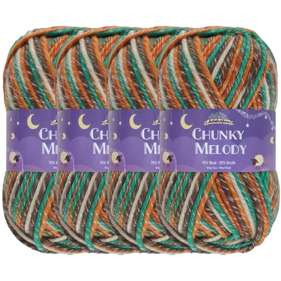 JubileeYarn Chunky Melody Yarn - Bulky Wool Blend - 100g/Skein - Rustic Teal - 4 Skeins