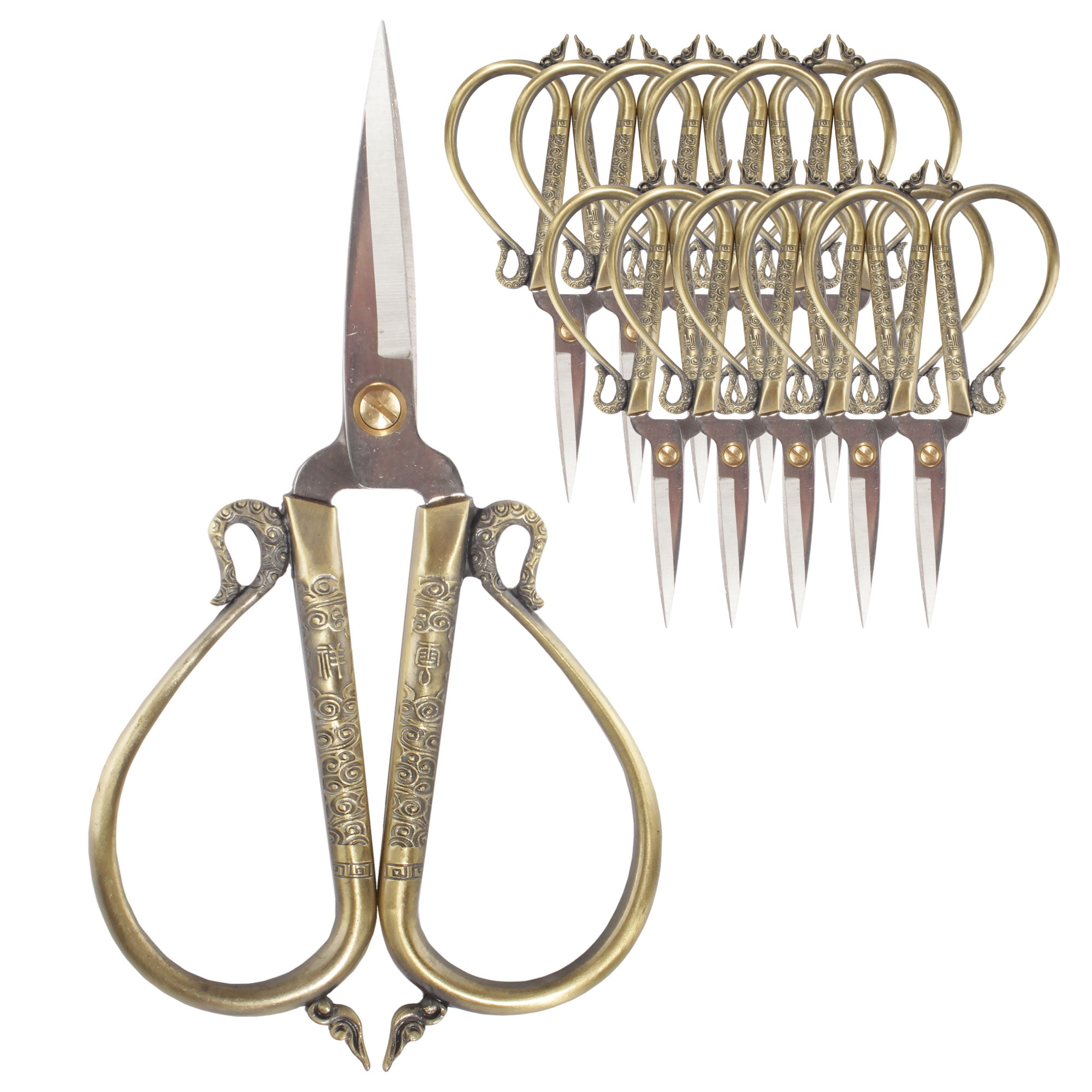 JubileeYarn Classic Chinese Large Embroidery Craft Scissors - Bronze - 10 Pairs