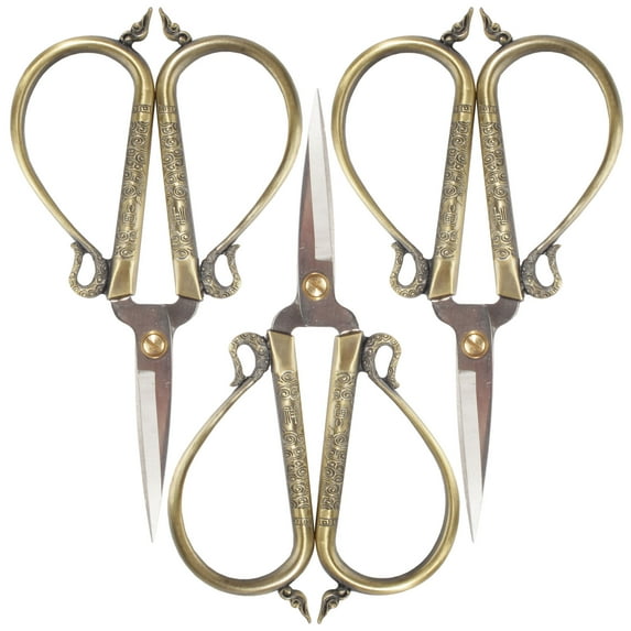 JubileeYarn Classic Chinese Large Embroidery Craft Scissors - Bronze - 3 Pairs