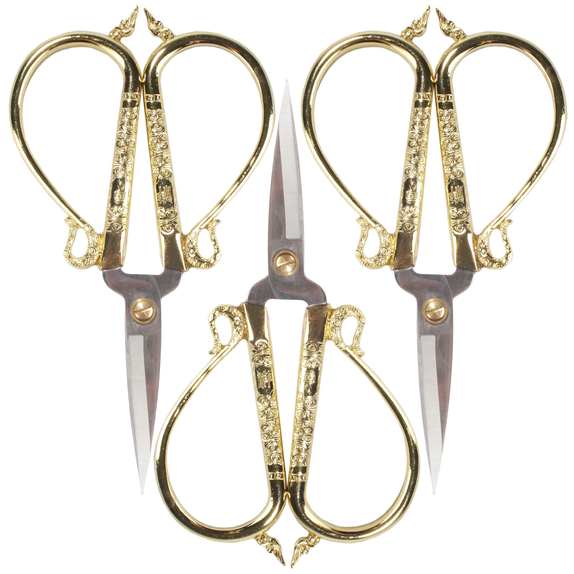 JubileeYarn Classic Chinese Large Embroidery Craft Scissors - Gold - 3 Pairs