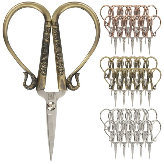 JubileeYarn Classic Chinese Small Embroidery Craft Scissors - Bronze, Copper, Silver - 10 Pairs Each