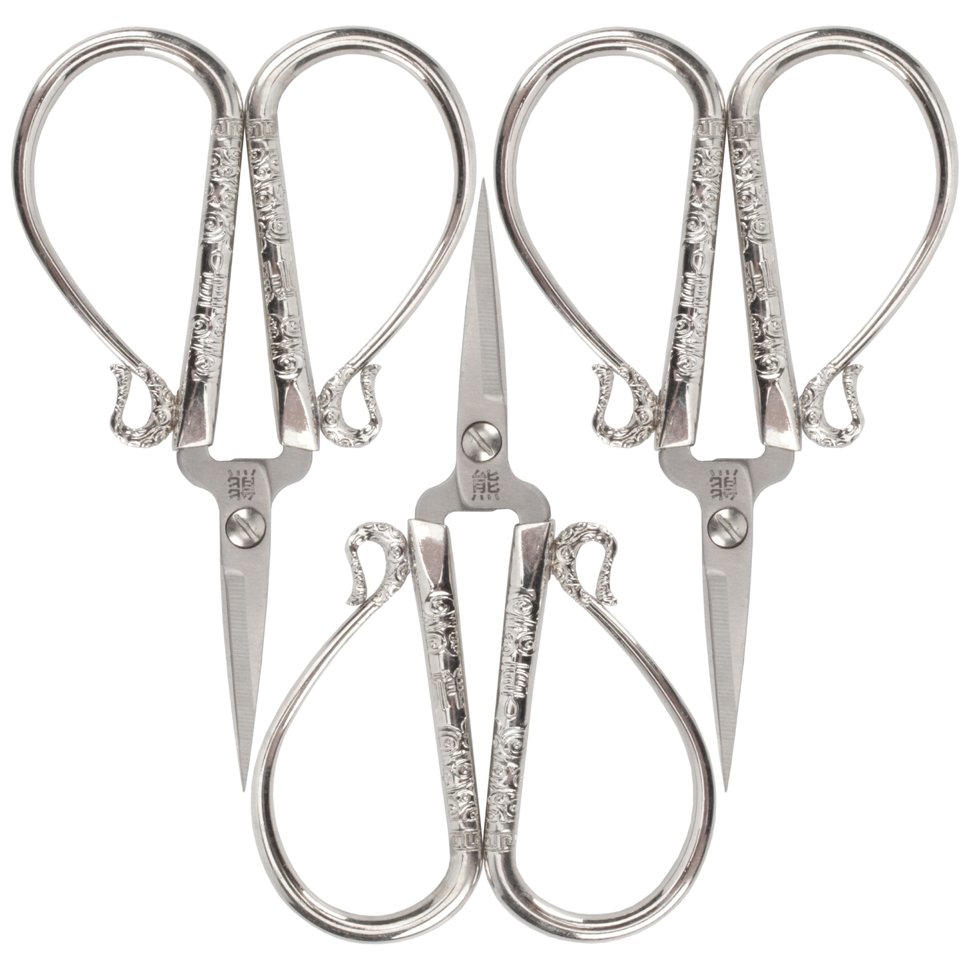 JubileeYarn Classic Chinese Small Embroidery Craft Scissors - Silver - 3 Scissors