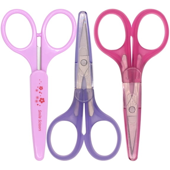 JubileeYarn Classic Embroidery Scissor - 1x Pink, 1x Transluscent Blue, 1x Translucent Red - 3 Total Scissors