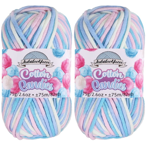 JubileeYarn Cotton Candies Yarn - 75g/Skein Cotton Blend - Birthday Cake - 2 Skeins