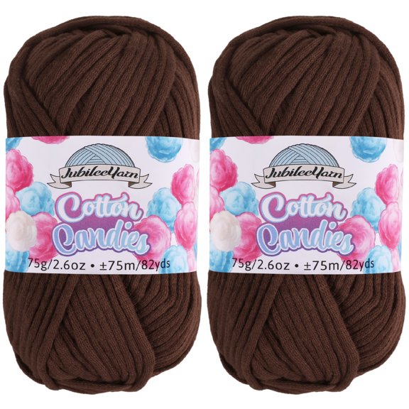 JubileeYarn Cotton Candies Yarn - 75g/Skein Cotton Blend - Chocolate Fudge - 2 Skeins
