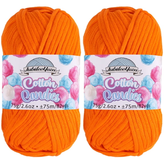 JubileeYarn Cotton Candies Yarn - 75g/Skein Cotton Blend - Tangerine Tango - 2 Skeins