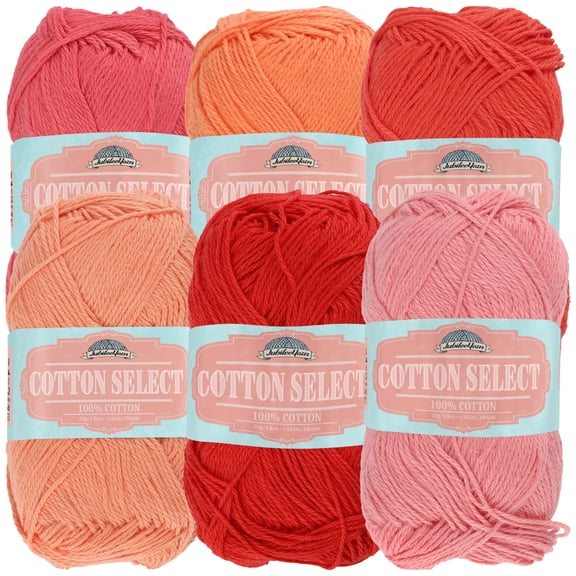 JubileeYarn Cotton Select Yarn - 50g/Skein Sport Weight - Bonfire Pyre Colorway - 6 Skeins