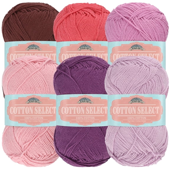 JubileeYarn Cotton Select Yarn - 50g/Skein Sport Weight - Lolly Ice Colorway - 6 Skeins
