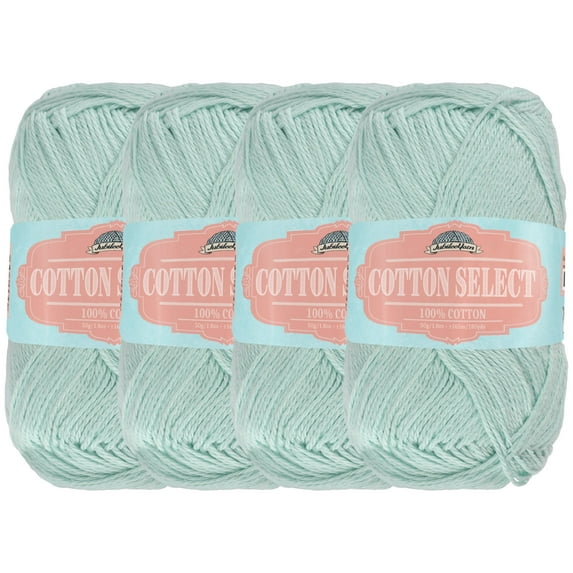 JubileeYarn Cotton Select Yarn - 50g/Skein Sport Weight - Minty Green - 4 Skeins