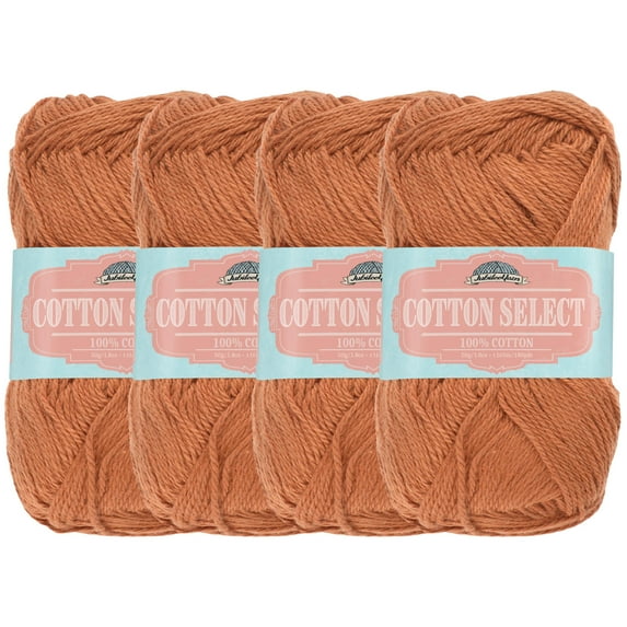 JubileeYarn Cotton Select Yarn - 50g/Skein Sport Weight - Pumpkin - 4 Skeins