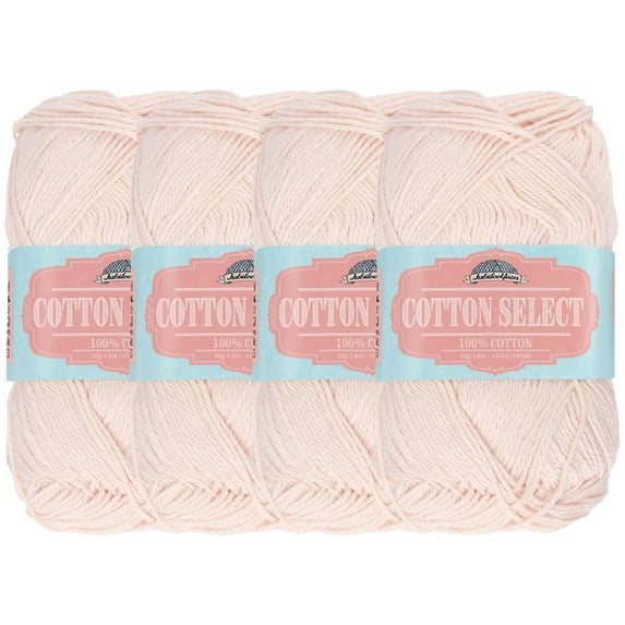 JubileeYarn Cotton Select Yarn - 50g/Skein Sport Weight - Blushed Peach - 4 Skeins
