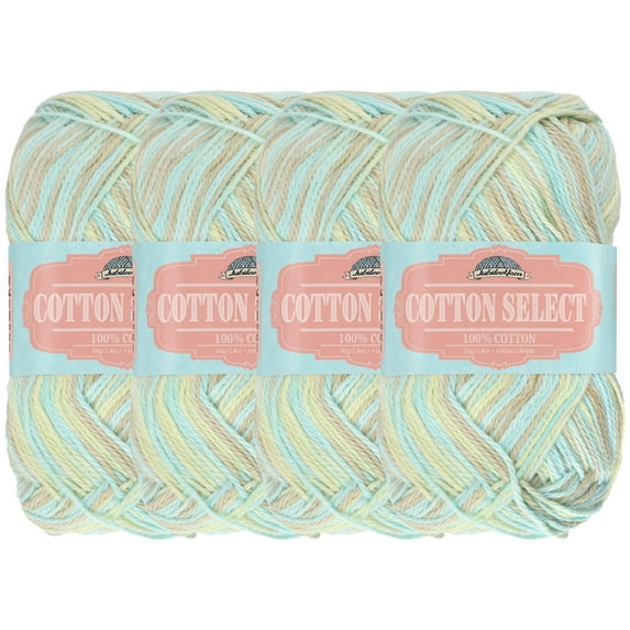 JubileeYarn Cotton Select Yarn - 50g/Skein Sport Weight - Crème De Mint - 4 Skeins