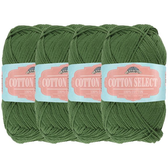 JubileeYarn Cotton Select Yarn - 50g/Skein Sport Weight - Four Leaf Clover Green - 4 Skeins