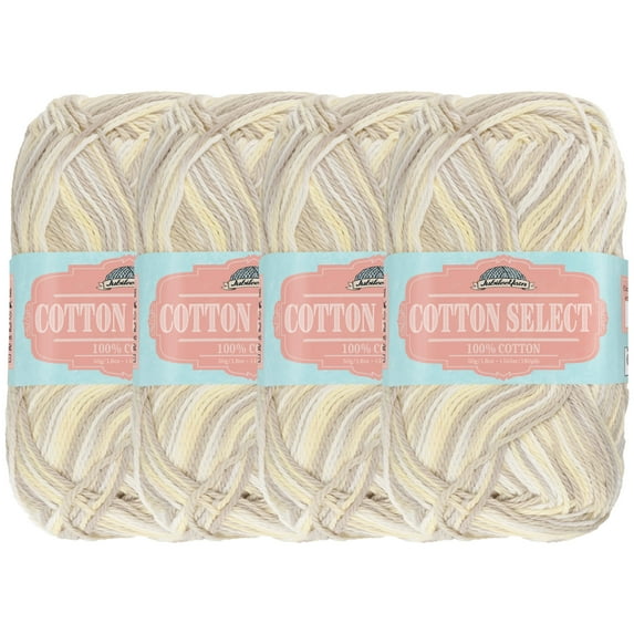 JubileeYarn Cotton Select Yarn - 50g/Skein Sport Weight - Milkshake - 4 Skeins
