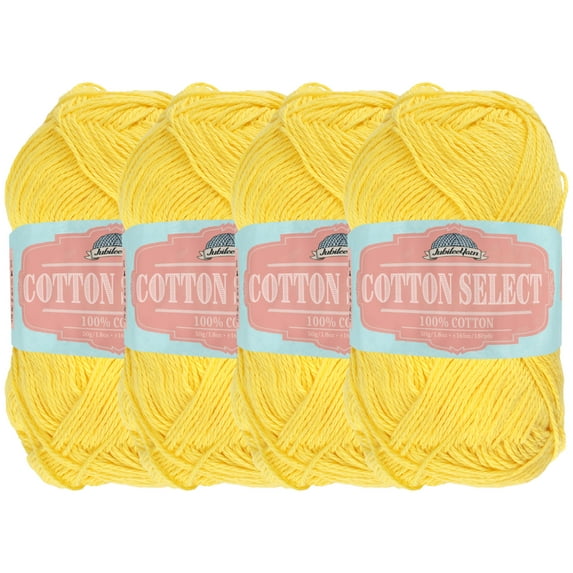 JubileeYarn Cotton Select Yarn - 50g/Skein Sport Weight - Super Sunshine - 4 Skeins