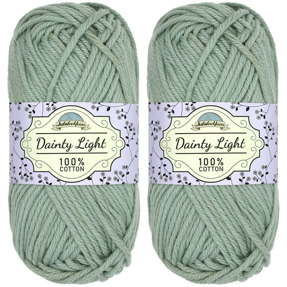 JubileeYarn Dainty Light Yarn - 100g/Skein Worsted Weight Cotton - 005 Minty Green - 2 Skeins