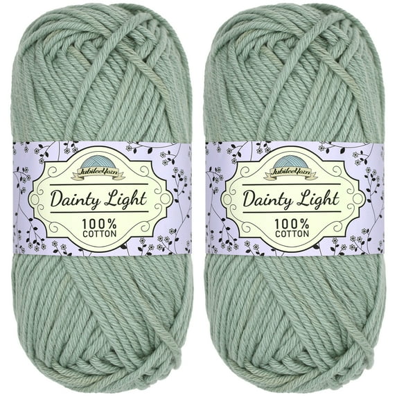 JubileeYarn Dainty Light Yarn - 100g/Skein Worsted Weight Cotton - 005 Minty Green - 2 Skeins