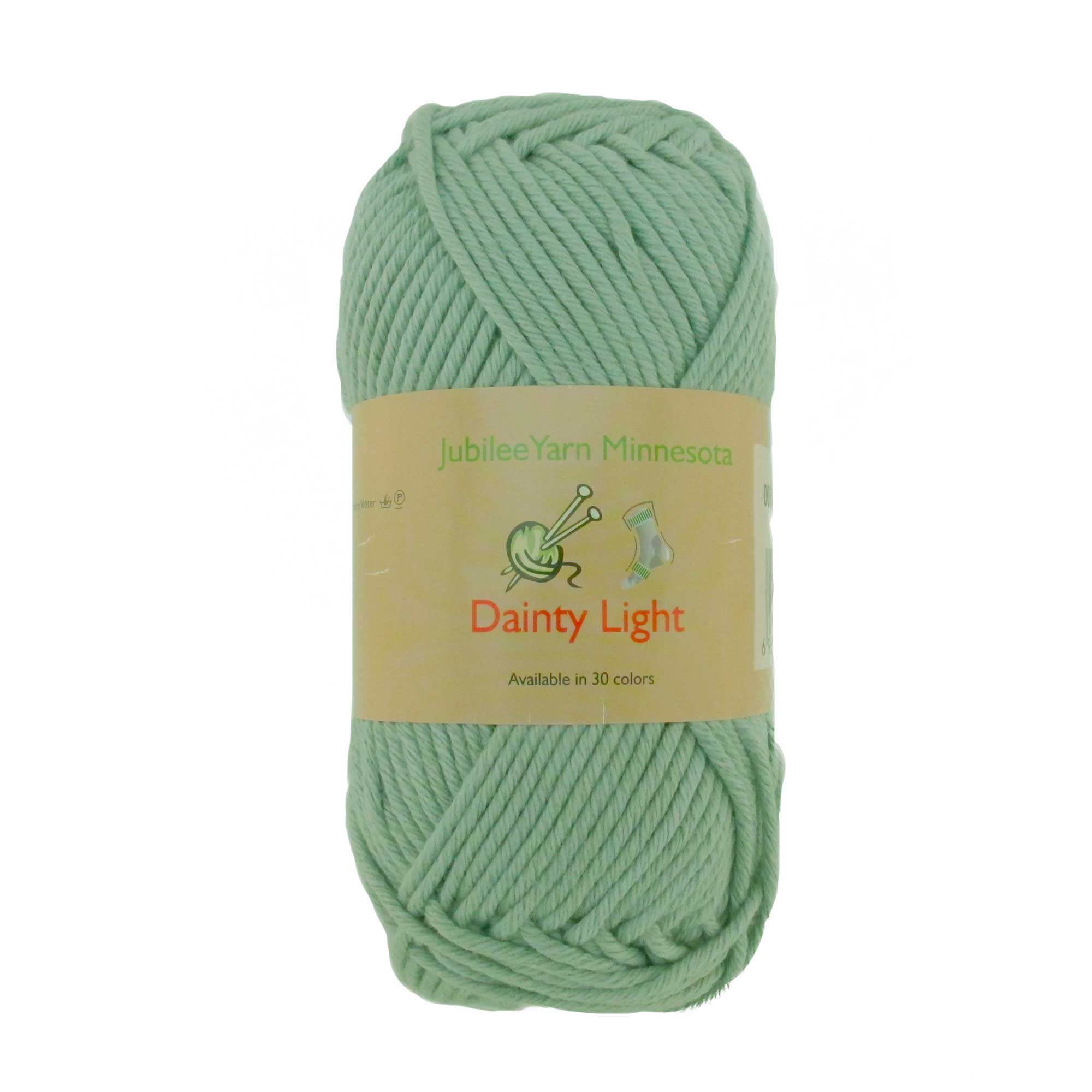 JubileeYarn Dainty Light Yarn - Worsted Weight 100% Cotton (2 Skeins, 100g Each) - Color 006 Celedon Green