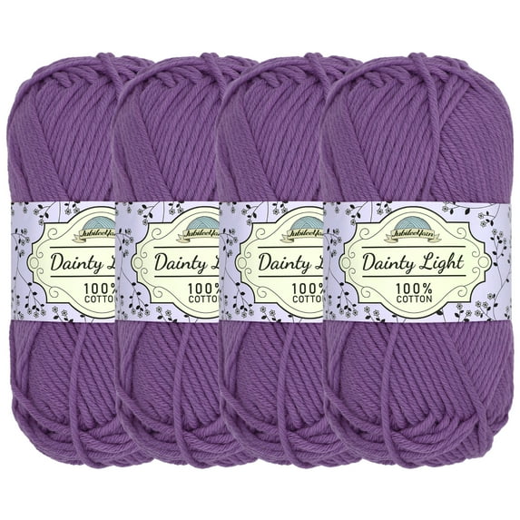 JubileeYarn Dainty Light Yarn - 100g/Skein Worsted Weight Cotton - 3513 Grape Compote - 4 Skeins