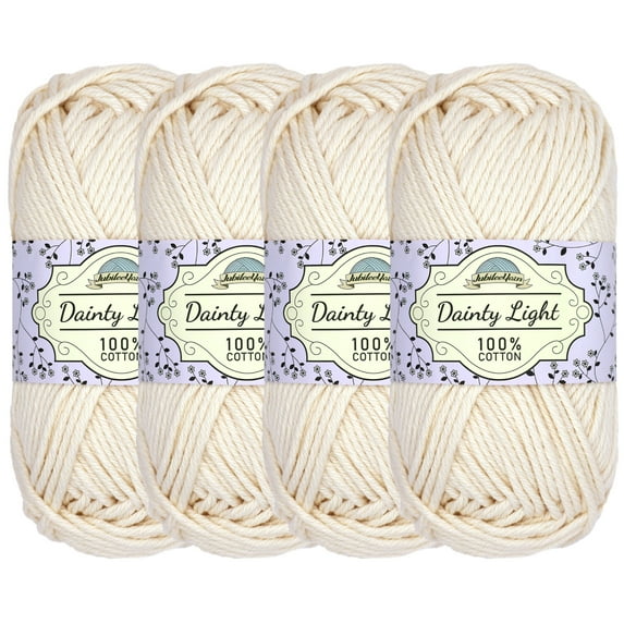 JubileeYarn Dainty Light Yarn - 100g/Skein Worsted Weight Cotton - 403 Moon Beam - 4 Skeins