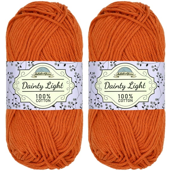 JubileeYarn Dainty Light Yarn - 100g/Skein Worsted Weight Cotton - 407 Burnt Orange - 2 Skeins