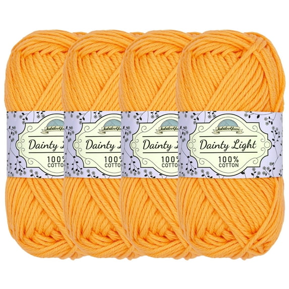 JubileeYarn Dainty Light Yarn - 100g/Skein Worsted Weight Cotton - 509 Bright Orange - 4 Skeins