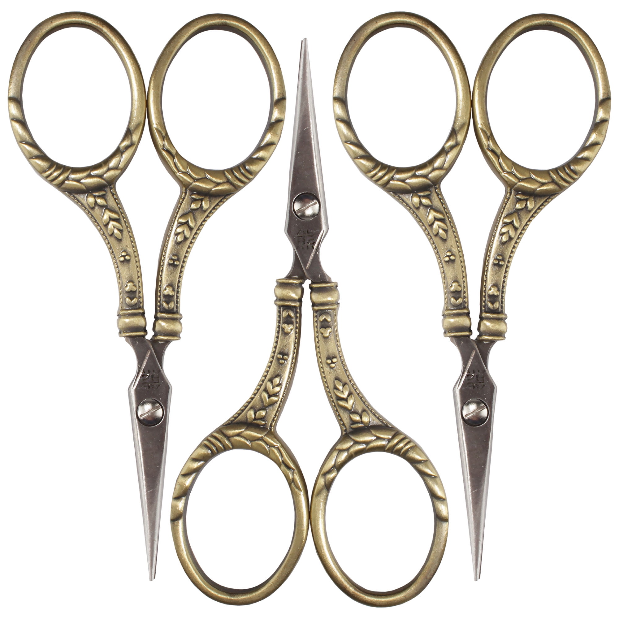 JubileeYarn Decorative Floral Embroidery Craft Scissors - Bronze - 3 Pairs