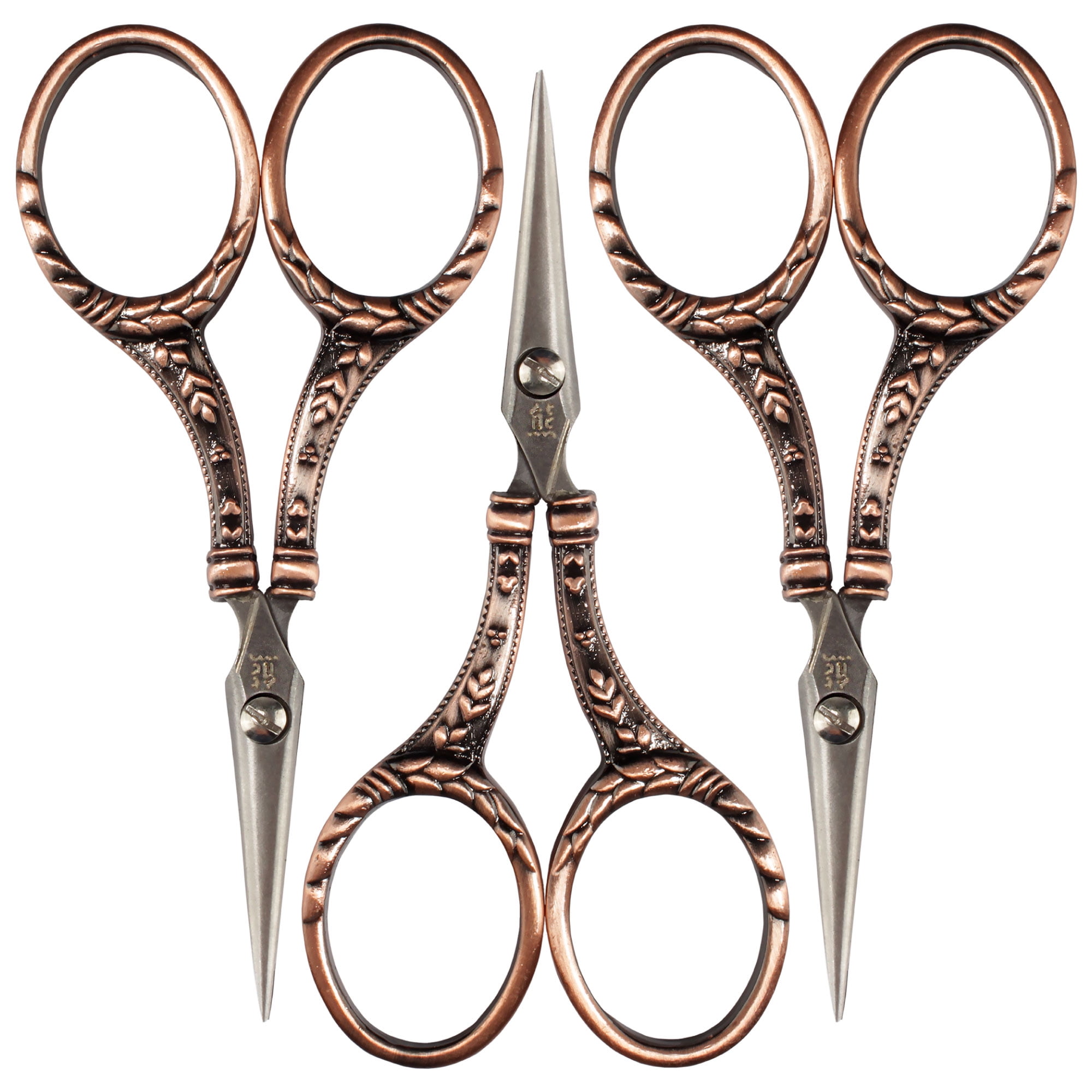 JubileeYarn Decorative Floral Embroidery Craft Scissors - Copper - 3 Pairs