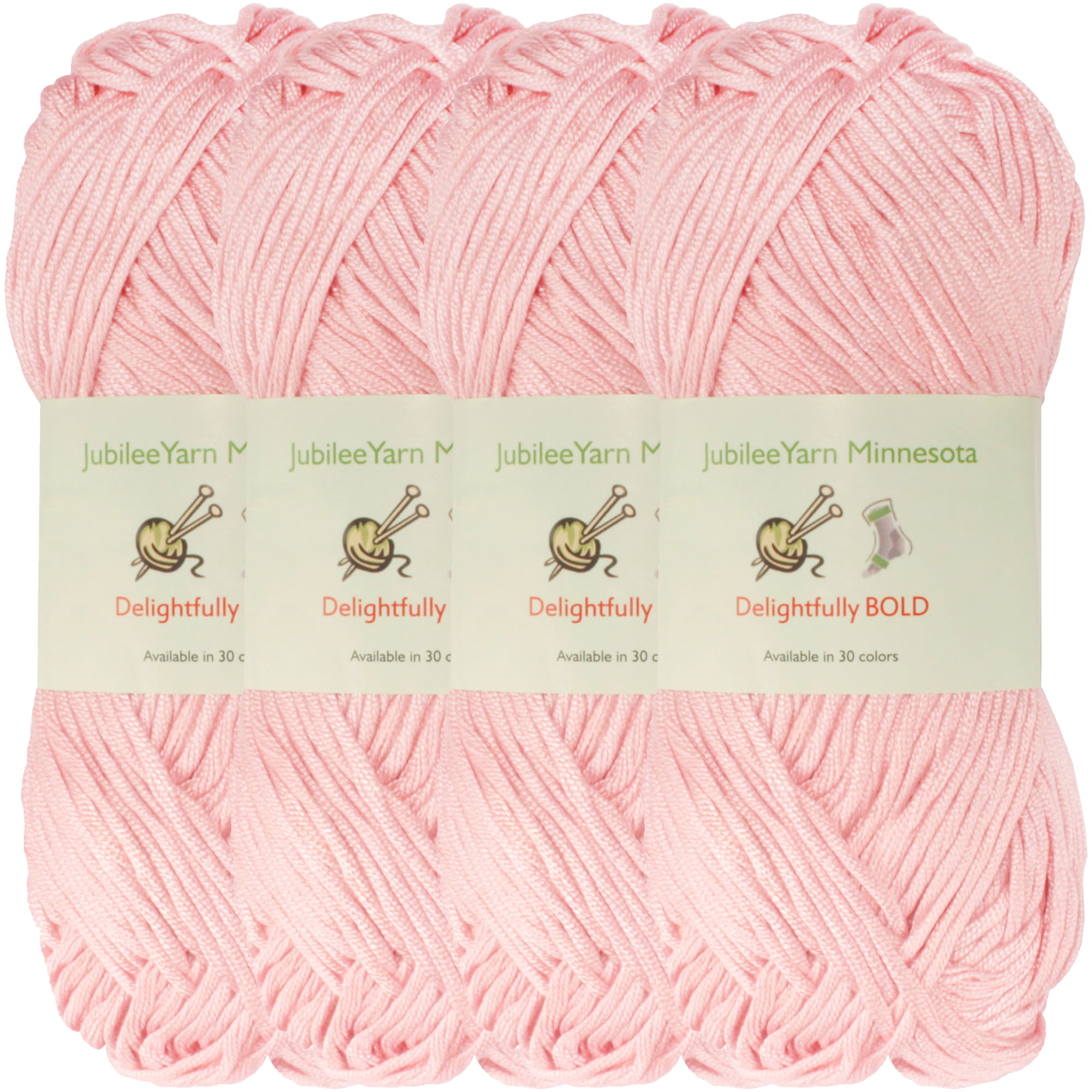 JubileeYarn Delightfully BOLD Yarn - Bamboo Worsted Weight - 100g/Skein - 01 Pink Dust - 4 Skeins