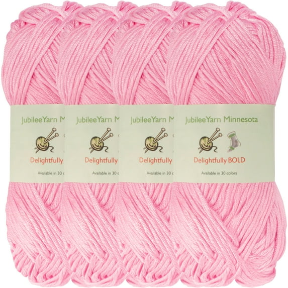 JubileeYarn Delightfully BOLD Yarn - Bamboo Worsted Weight - 100g/Skein - 02 Shy Blush - 4 Skeins
