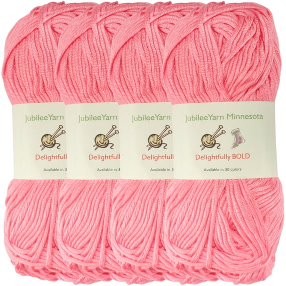 JubileeYarn Delightfully BOLD Yarn - Bamboo Worsted Weight - 100g/Skein - 03 Watermelon - 4 Skeins
