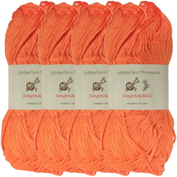 JubileeYarn Delightfully BOLD Yarn - Bamboo Worsted Weight - 100g/Skein - 26 Orange Juice - 4 Skeins