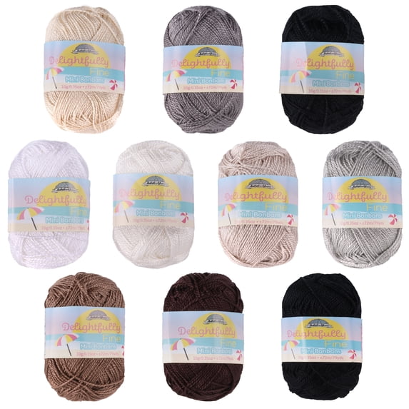 JubileeYarn Delightfully Fine Mini Bonbons - 10g/Skein - Grey - 10 Skeins