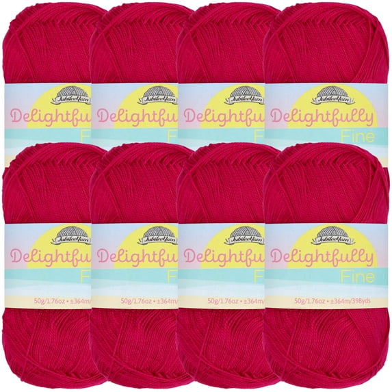 JubileeYarn Delightfully Fine Yarn - Lace Weight Bamboo - 50g/Skein - 17 Magenta - 8 Skeins