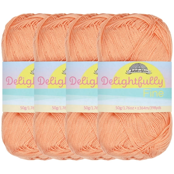 JubileeYarn Delightfully Fine Yarn - Lace Weight Bamboo - 50g/Skein - Apricot - 4 Skeins
