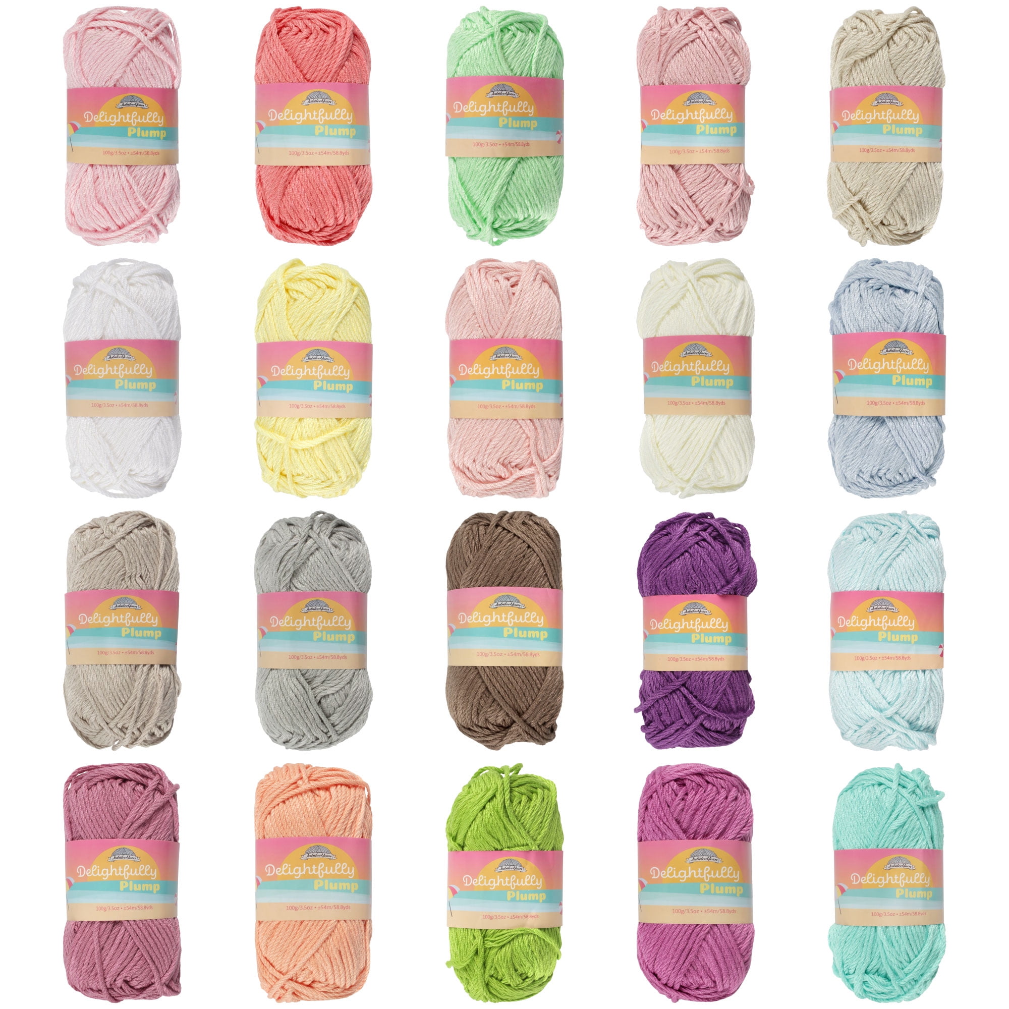 JubileeYarn Delightfully Plump Yarn - Super Chunky Bamboo - 100g/Skein - Light Colors - 20 Skeins