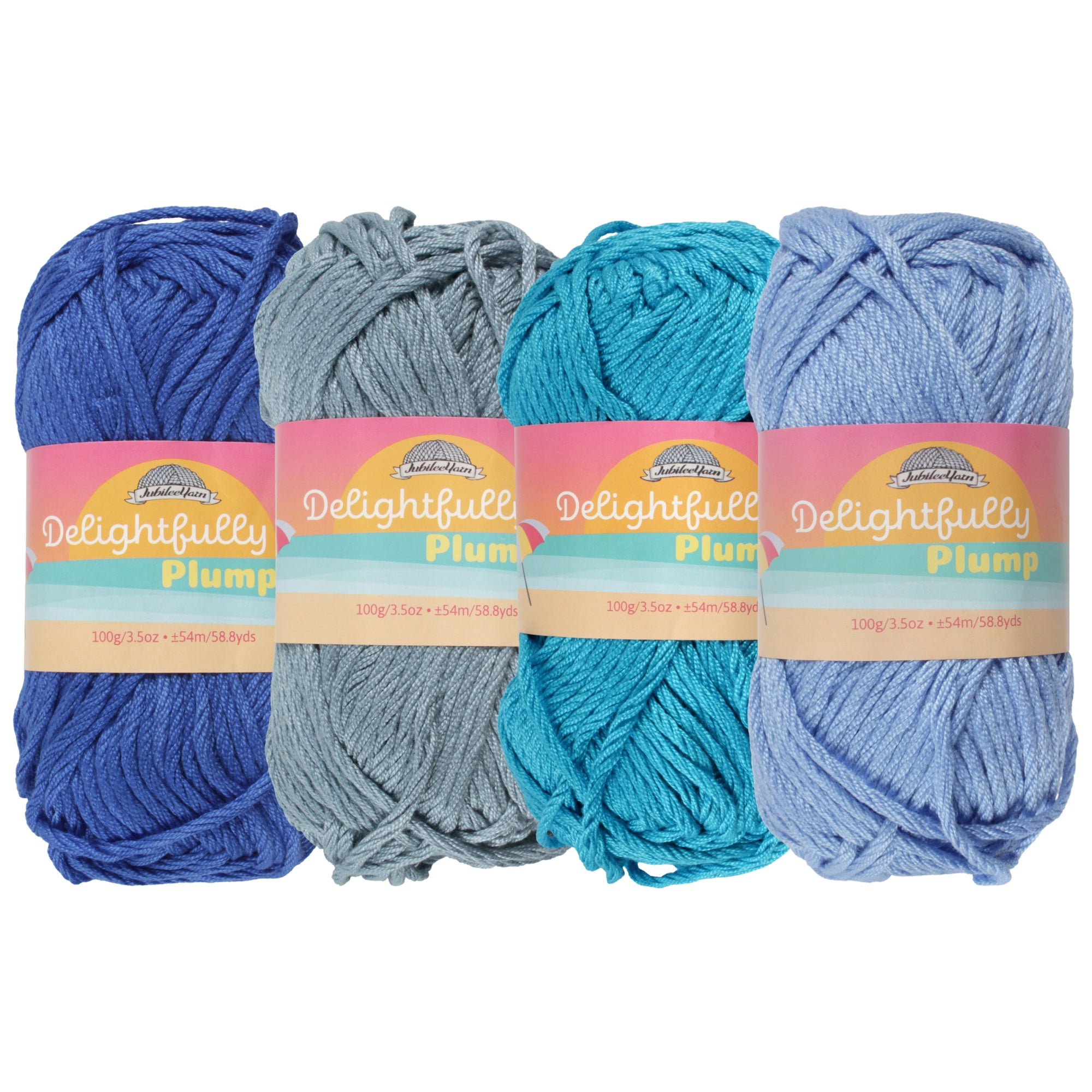 JubileeYarn Delightfully Plump Yarn - Super Chunky Bamboo - 100g/Skein - Shades of Blue - 4 Skeins