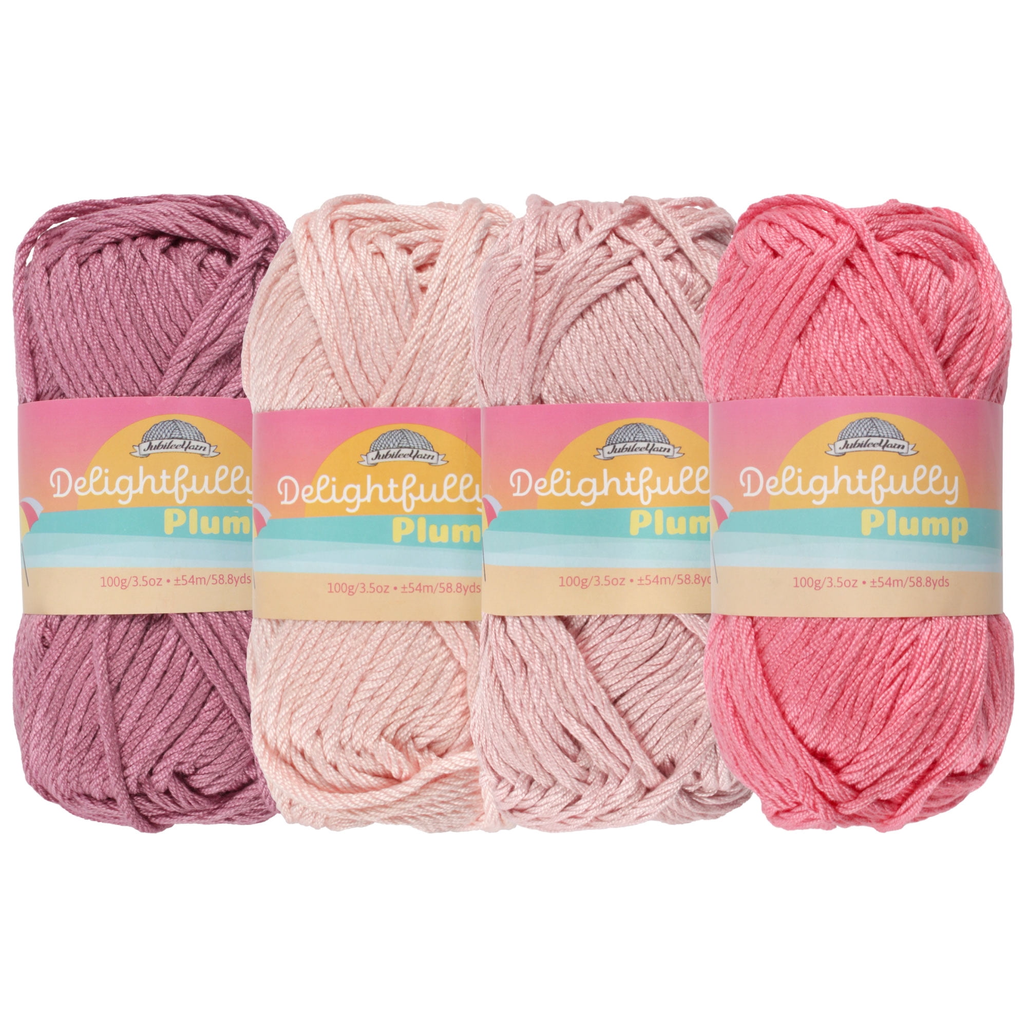 JubileeYarn Delightfully Plump Yarn - Super Chunky Bamboo - 100g/Skein - Shades of Pink - 4 Skeins
