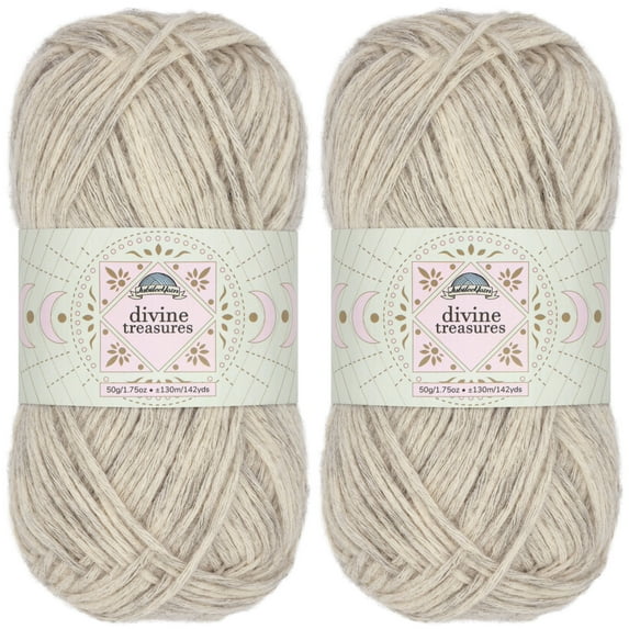 JubileeYarn Divine Treasures Yarn - Fine Cotton Acrylic Blend - 50g/Skein - Chasse-Galerie - Heathered Cream Grey - Crochet and Knitting - 2 Skeins