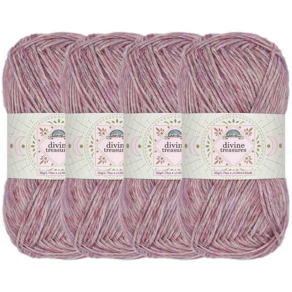 JubileeYarn Divine Treasures Yarn - Fine Cotton Acrylic Blend - 50g/Skein - Crown of Immortality - Heathered Dark Purple - Crochet and Knitting - 4 Skeins